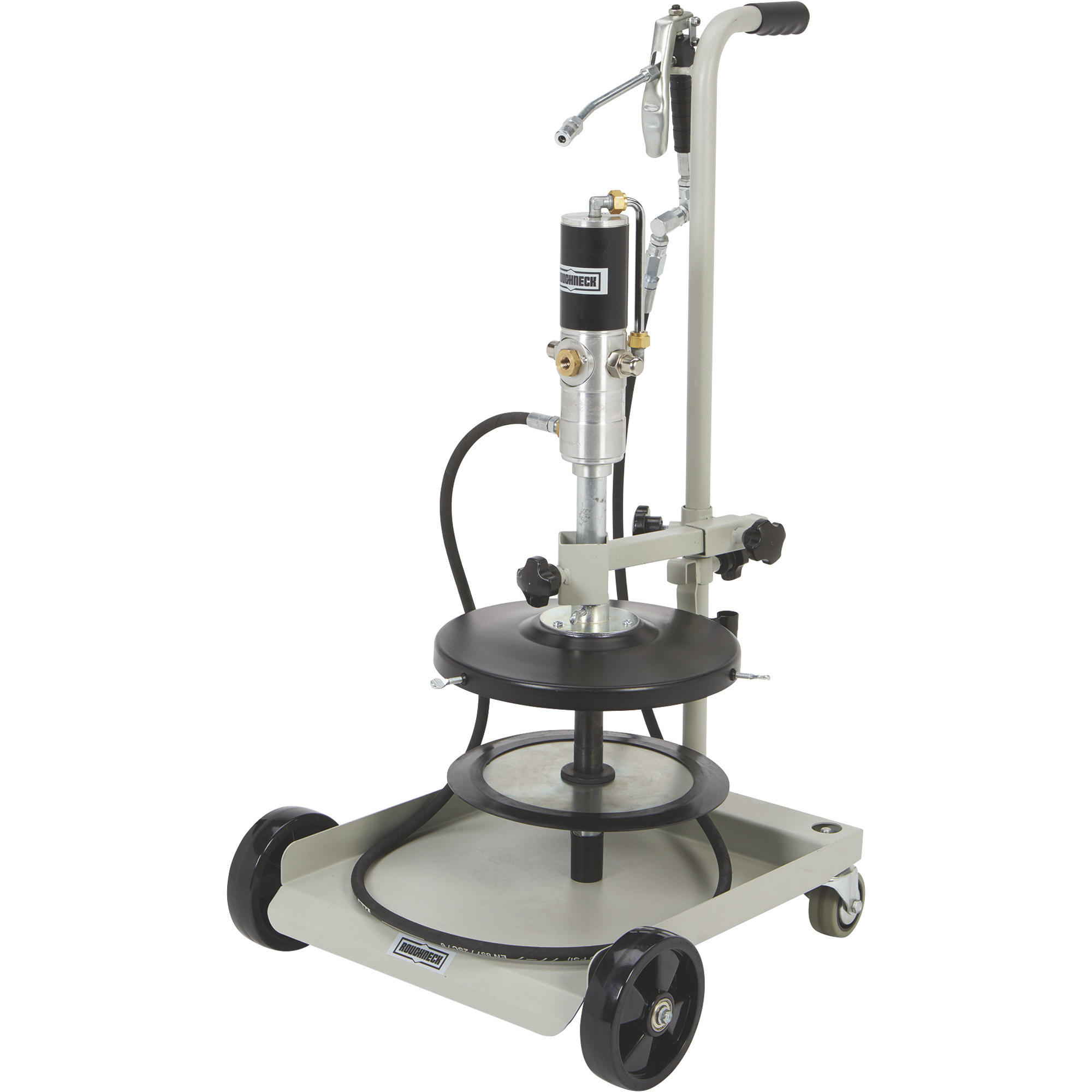 Roughneck Air-Operated Mobile Grease Pump Kit, 50:1 Ratio, Fits 35-Lb. Drums, Includes 7ft. Hose
